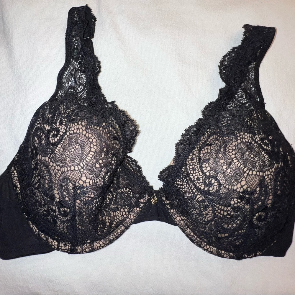 Third Love 24/7 Lace Contour Plunge Bra - 36C - Black